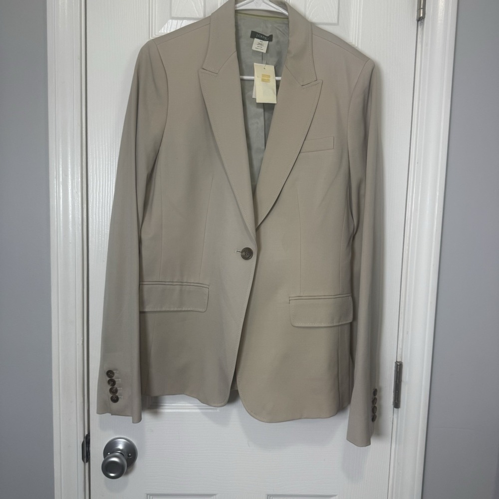 NWT J.Crew‎ Womens 100% Wool Single Button Blazer Almond Beige Japan Size T10
